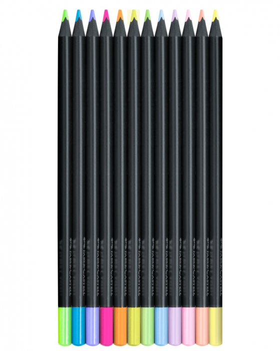 Creioane colorate 12 culori Pastell+ Neon Black Edition Faber Castell [2]