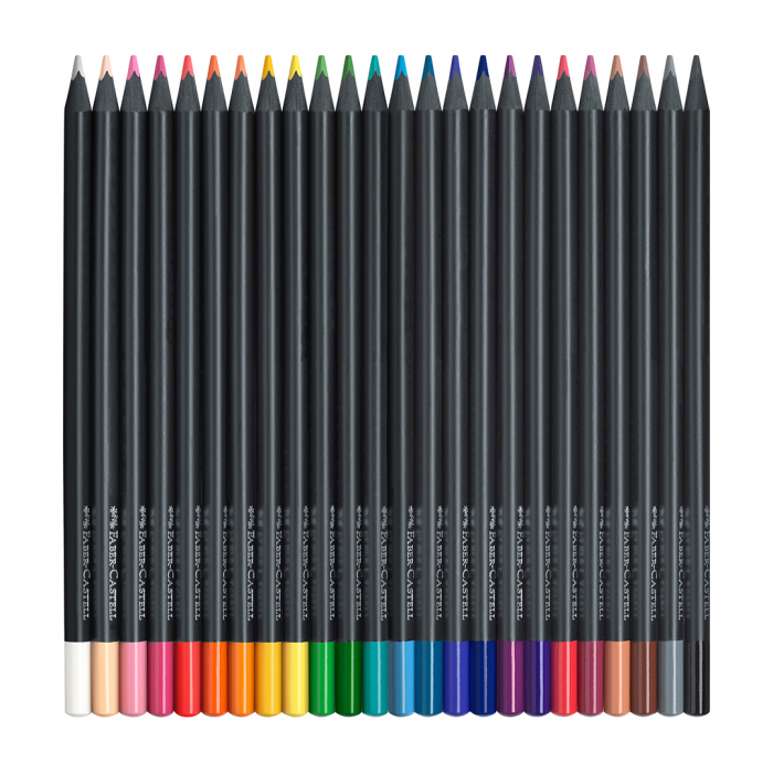 Creioane colorate triunghiulare cutie carton 24 culori Black Edition Faber Castell [2]