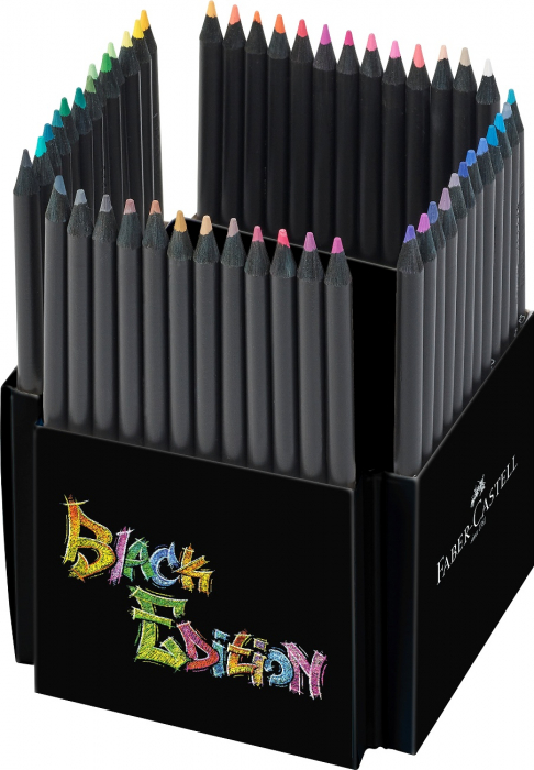 Creioane colorate triunghiulare cutie carton 50 culori Black Edition Faber Castell [2]
