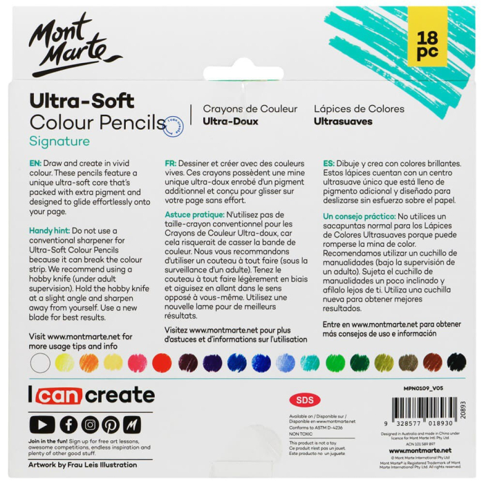 Creioane colorate ultra soft Mont Marte 18 buc/set [2]