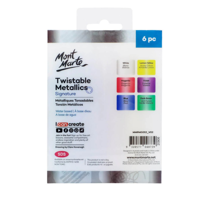 Creioane retractabile metalizate 6 buc, Mont Marte [2]