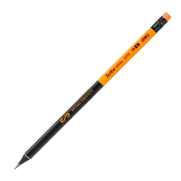 Creion Grafit cu guma, Lemn Negru 2B, Deli [3]