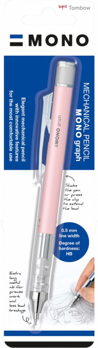 Creion mecanic 0.5 mm Mono Graph Coral Pink, Tombow [2]