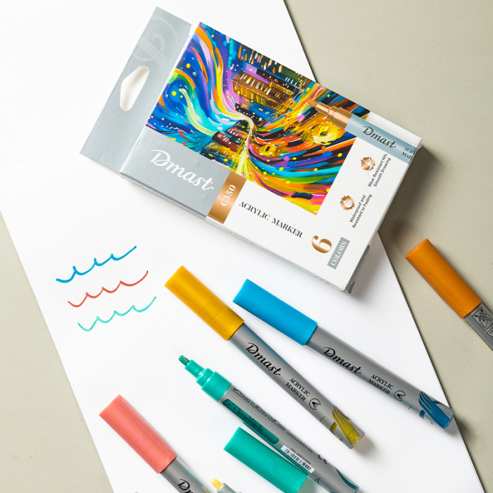 Markere Acrilice 2 mm Culori Metalizate Set 6 Bucati, Dmast by Pebeo [6]