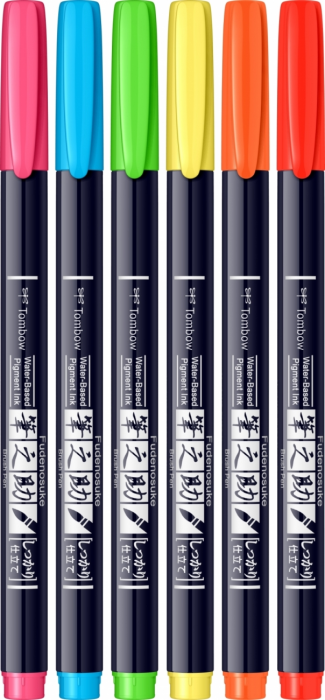 Set 6 Culori Fudenosuke Neon, Tombow [2]