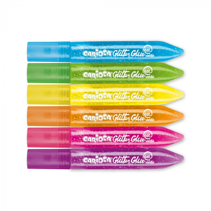 Lipici Glitter Neon lavabil 6 culori/blister, CARIOCA [2]