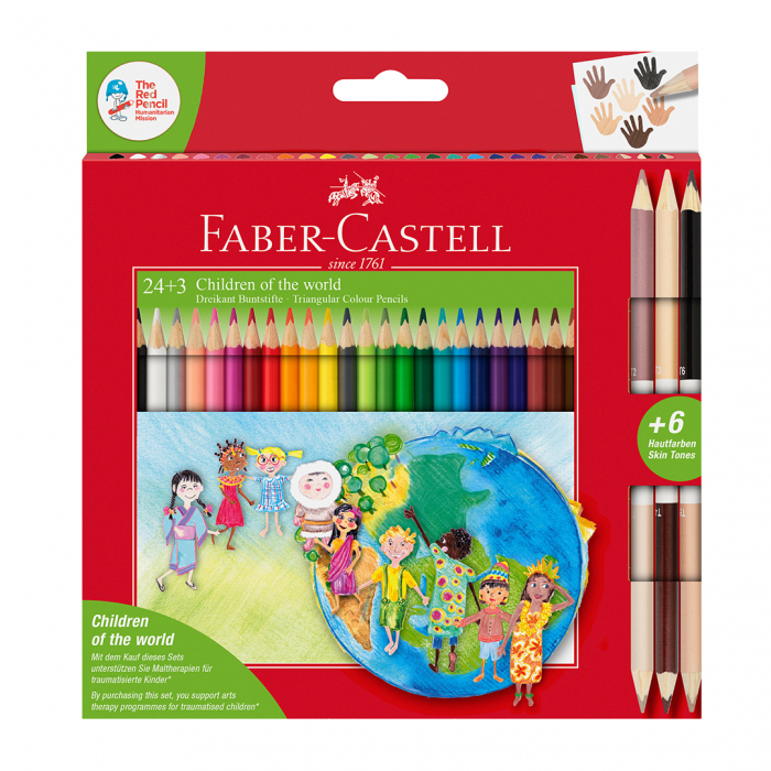 Creioane colorate triunghiulare 24+3 Children of the World Faber-Castell [1]