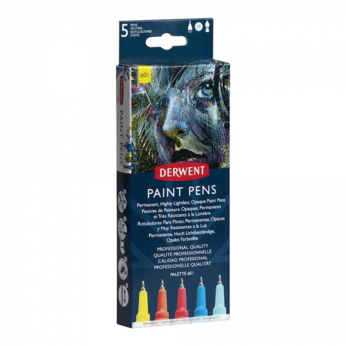Set 5 buc Liner Derwent Professional, 0.5 mm, suprafete multiple, culori mate, var 1 [1]