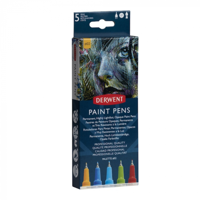Liner Derwent Professional, 0.5 mm, pentru suprafete multiple, 5 buc/set, culori mate, var.2 [1]