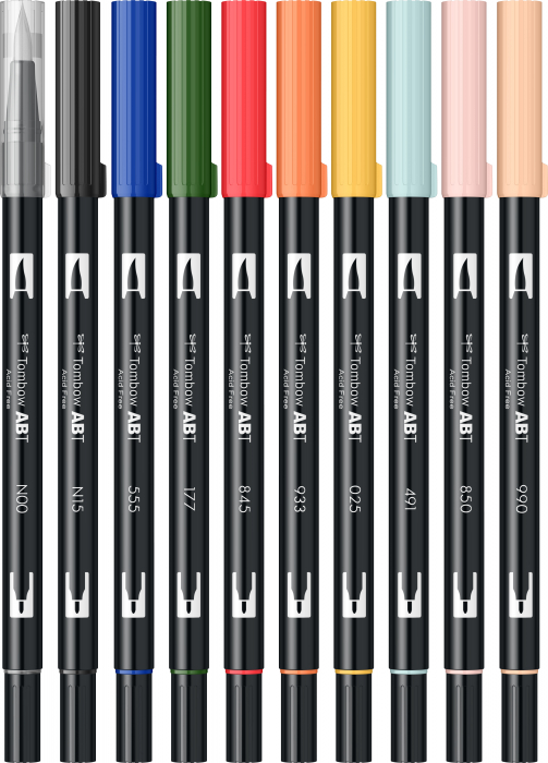 ABT Dual Brush Pen Manga Sohnen - Set 10 Culori Tombow [4]