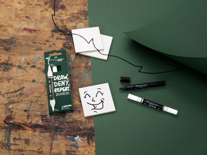 Blister 2 buc. Marker Acrilic Multimark Alb + Negru, Faber-Castell [3]