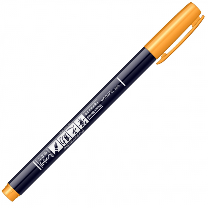 Marker Caligrafic Fudenosuke Hard Small Writing Vivid Yellow, Tombow [2]