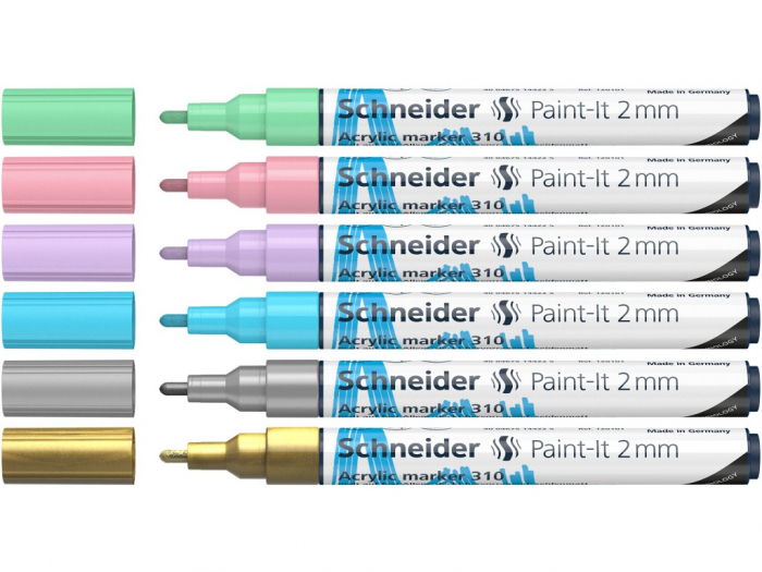 Set 6 buc Marker cu vopsea acrilică Paint-It 310 2 mm set 2, Schneider [2]