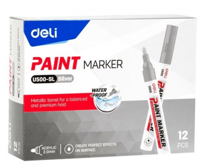Marker Vopsea Argintiu, Deli [2]