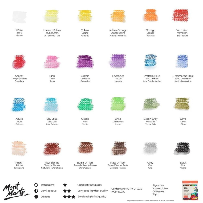 Pastel ulei solubil  24 buc/set, Mont Marte [10]