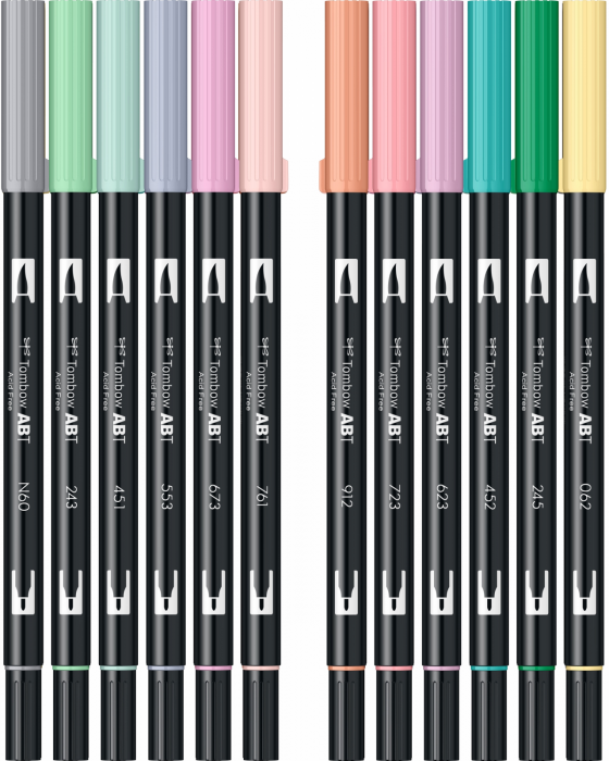 Set 12 Colours Pastel ABT Dual Brush Pens Tombow [2]