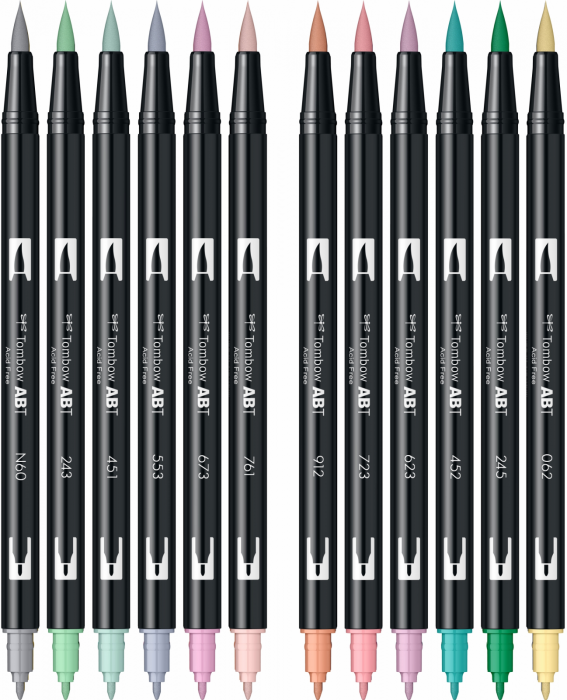 Set 12 Colours Pastel ABT Dual Brush Pens Tombow [3]