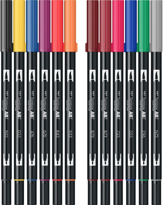 Set 12 Colours Primary ABT Dual Brush Pens, Tombow [4]