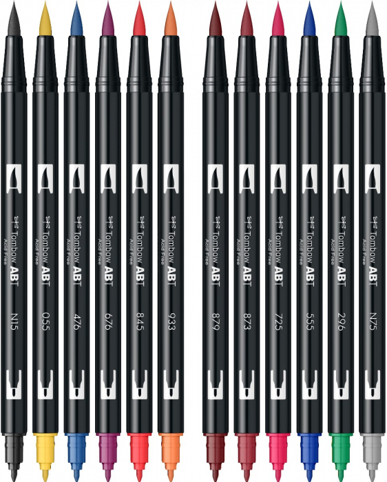 Set 12 Colours Primary ABT Dual Brush Pens, Tombow [5]