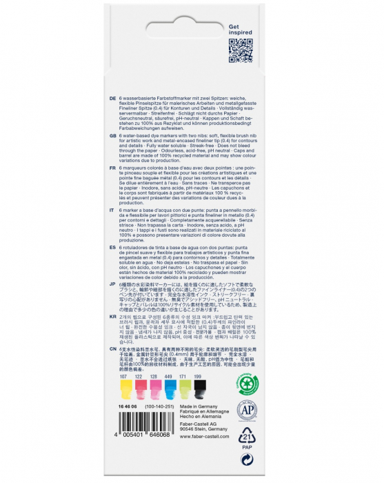 Set 6 Markere Solubile 2 Capete Goldfaber, Faber-Castell [3]