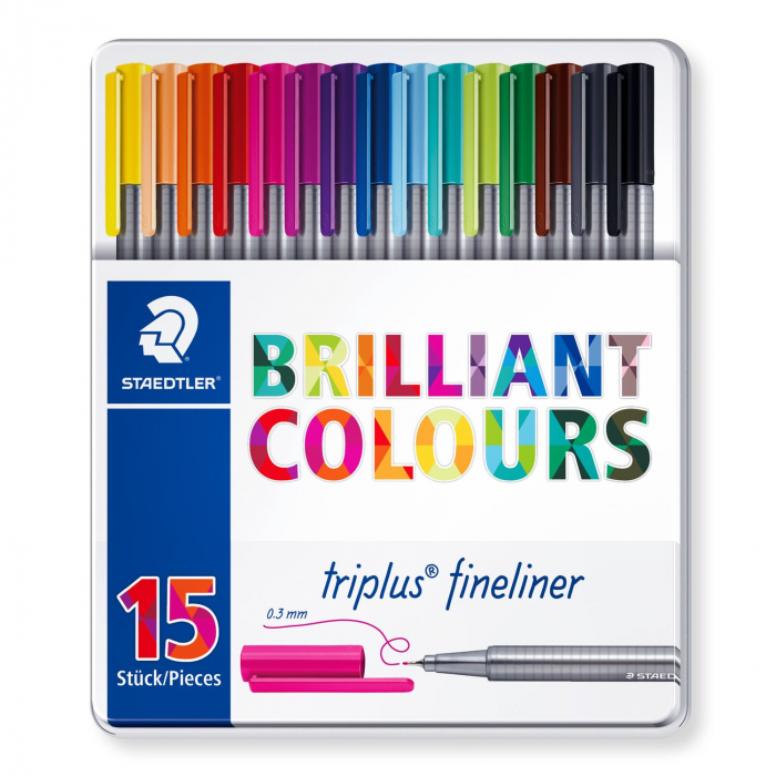 Set 15 culori Fineliner Triplus 0.3 mm Staedtler [2]