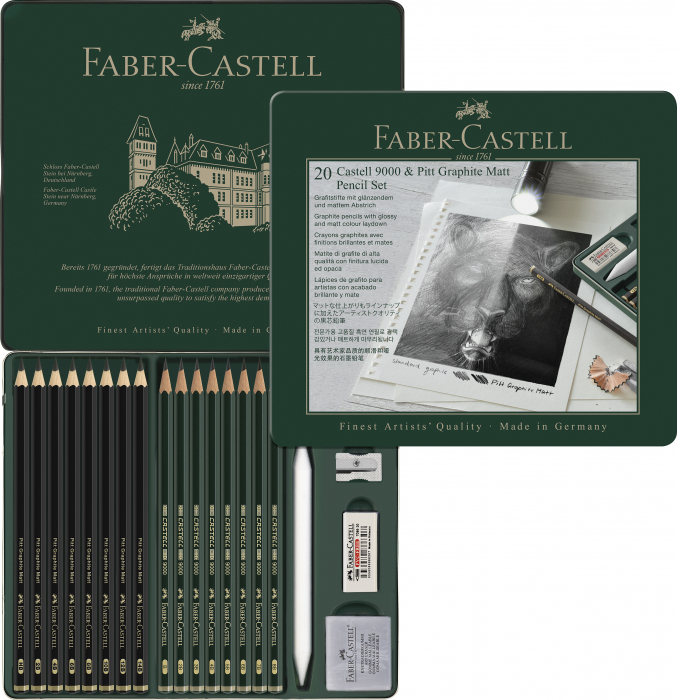 Set 20 Creioane Grafit Mat + CASTELL 9000 Faber-Castell [2]