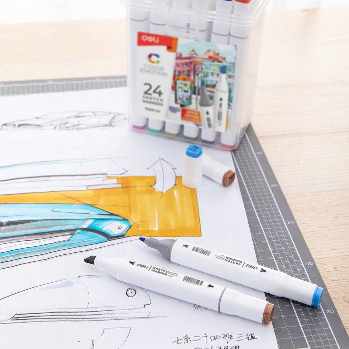Set 24 Markere Sketching varf Dublu 1mm/7mm Deli [8]