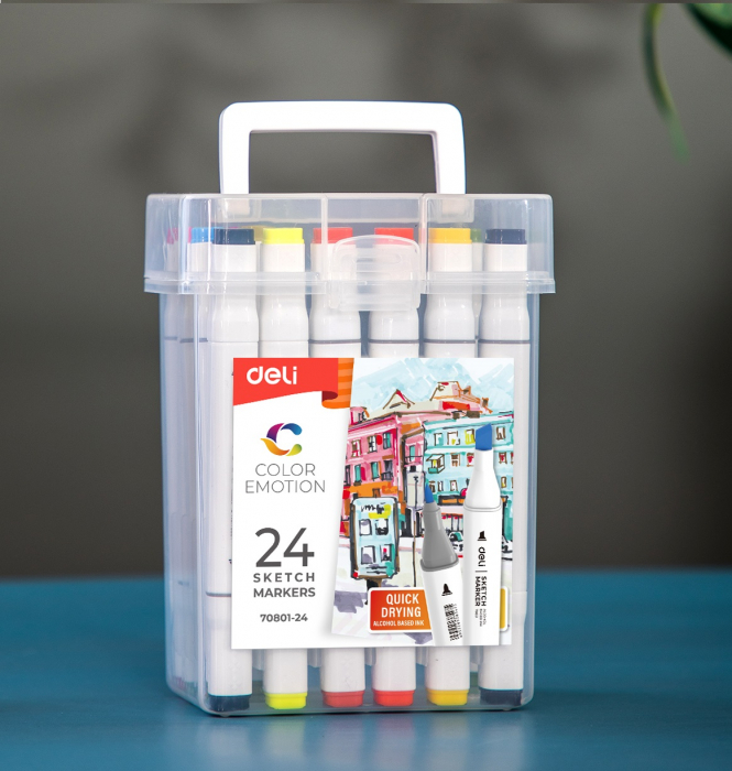 Set 24 Markere Sketching varf Dublu 1mm/7mm Deli [9]