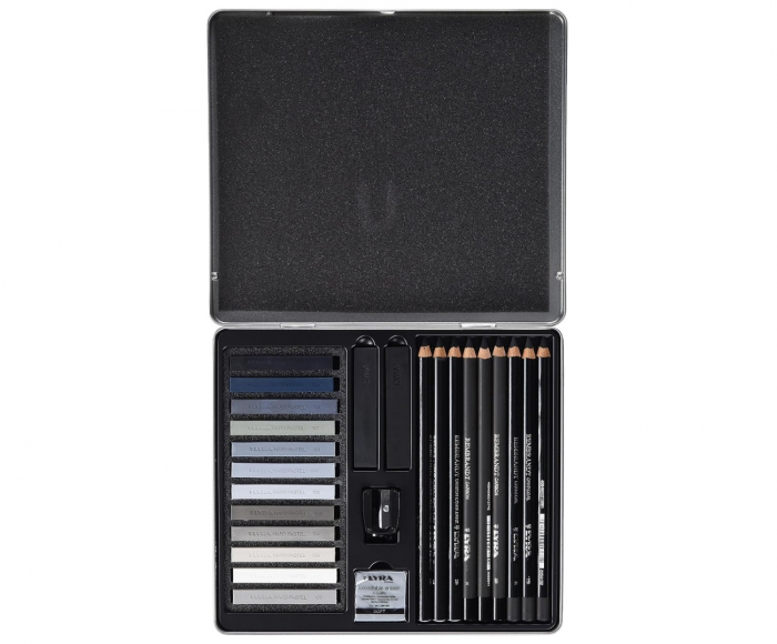 Set 25 Piese, Creioane + accesorii  Sketching tonuri gri Rembrandt, Lyra [2]