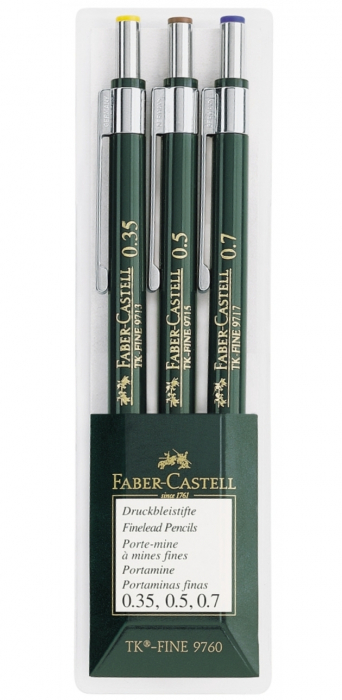 Set 3 creioane mecanice TK-Fine 0.35, 0.5, 0.7 mm, Faber-Castell [1]