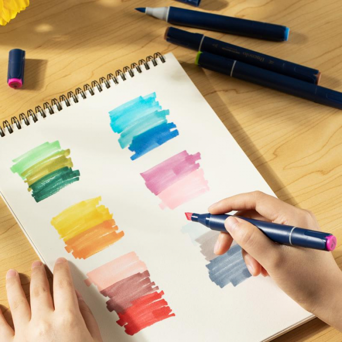 Set 60 Markere Sketching varf Dublu Rotund-Tesit, Husa Textil, Deli [3]