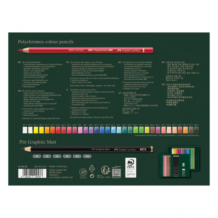 Set 32 Creioane Colorate POLYCHROMOS + 6 Creioane Grafit Matt + Accesorii, Faber-Castell [3]