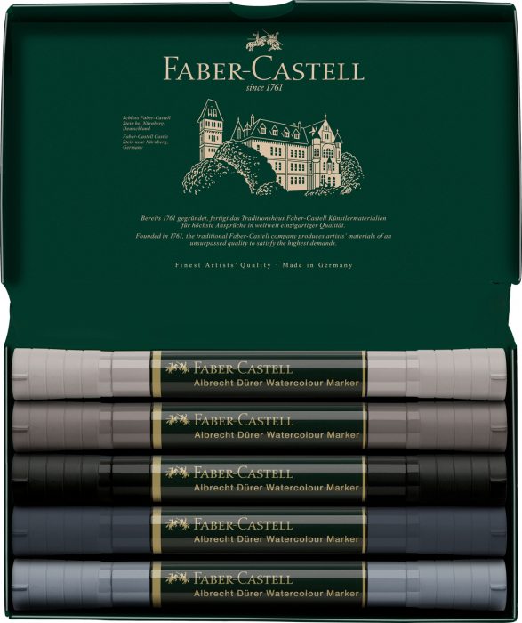 Set 5 Markere Solubile Tonuri de Gri Albrecht Durer Faber-Castell [2]