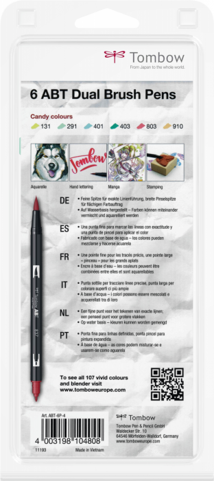 Set 6 Culori Candy Dual Brush Pen Tombow [4]