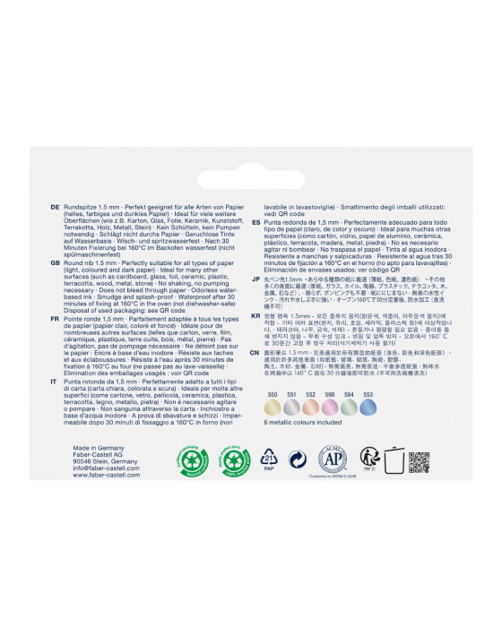 Set 6 Markere Creative Goldfaber – Culori Metalizate,  Faber-Castell [2]