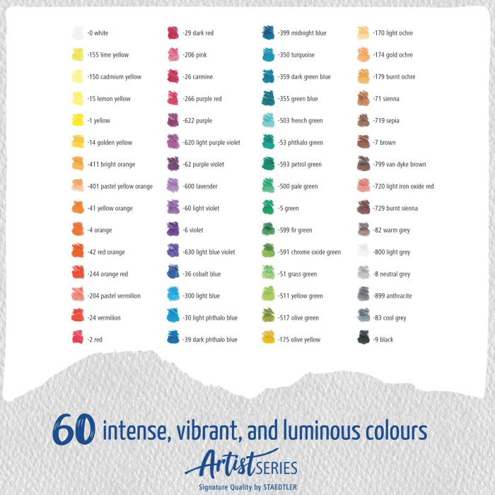 Set 60 Creioane Colorate Acuarelabile Mars Lumograph Colour Aquarell 104, Staedtler [3]