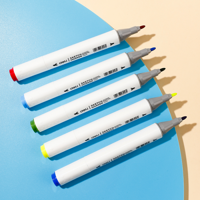 Set 60 Markere Sketching Varf dublu Rotund/Tesit Color Emotion, Deli [6]