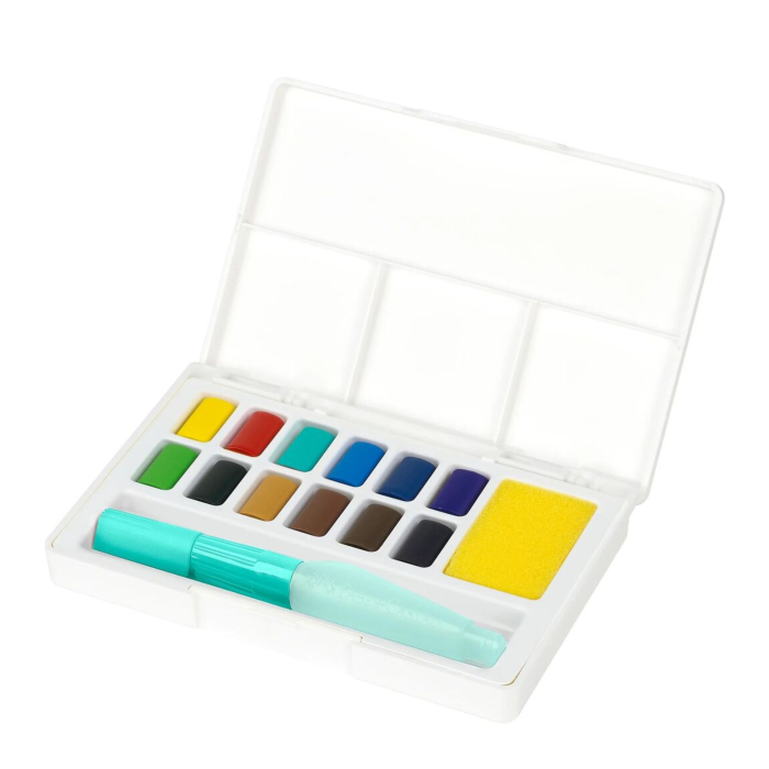 Set Acuarele Tropical Escapes Creative Studio, 12 Culori + Pensulă cu Rezervor de Apa,  Faber-Castell [2]
