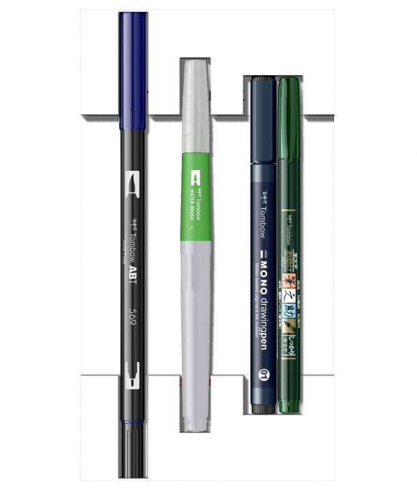 Set Caligrafie 8 piese Watercoloring Sketching, Tombow [7]