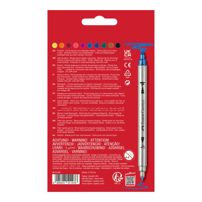 Set Carioci 10 culori Glitter, 2 capete, Faber-Castell [2]