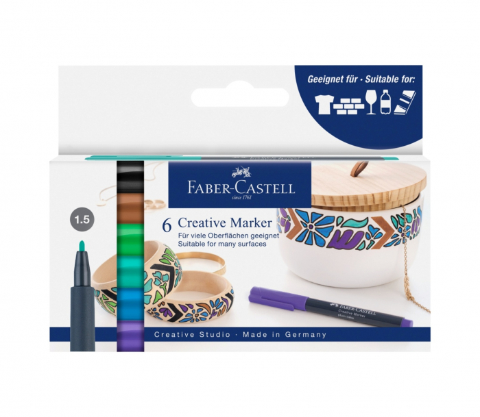 Set Markere Creative 6 culori Forrest, Faber-Castell  [1]