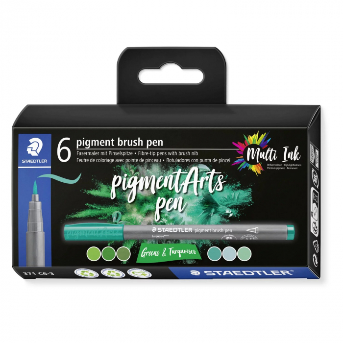 Set Pigment Liner Greens & Turquoises 6 culori, Staedtler [1]