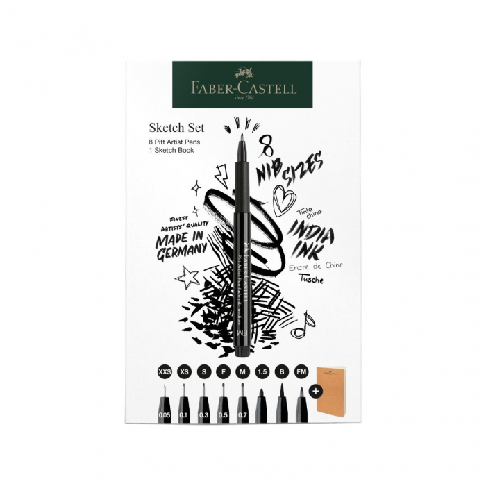 Set Pitt Artist Pen Sketching 8 Buc + Sketchbook Faber-Castell [2]