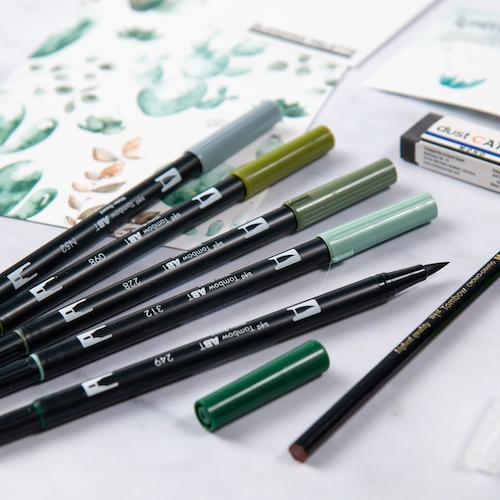 Set Watercoloring Greenery Tombow [6]