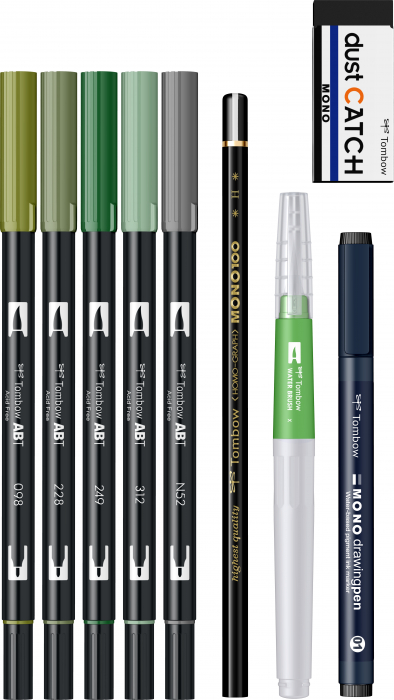 Set Watercoloring Greenery Tombow [2]