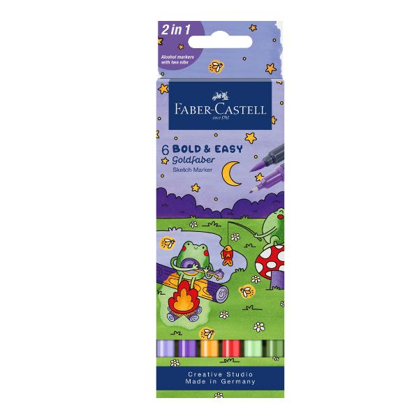 Sketch Marker cu 2 Capete,Set 6 Bold and Easy Goldfaber, Faber-Castell [1]