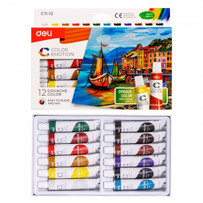 TEMPERA 12 CULORI 12 ML Deli [2]