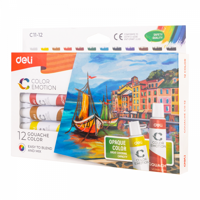 TEMPERA 12 CULORI 12 ML Deli [5]