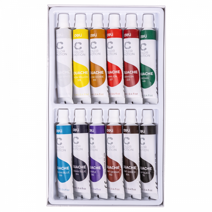 TEMPERA 12 CULORI 12 ML Deli [3]