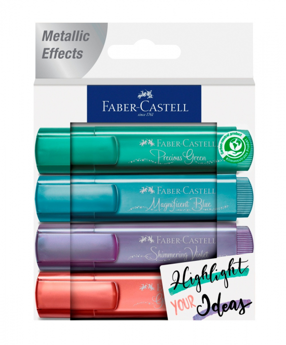 Textmarker Set 4 culori Metalizate, Faber-Castell [1]